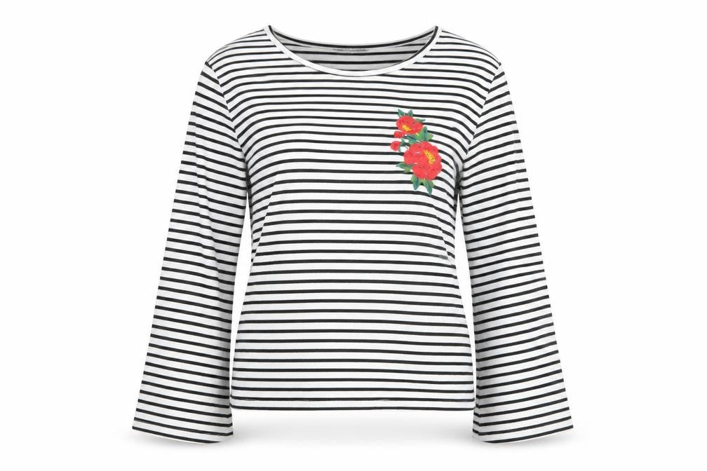 Primark Womens White Striped  Pullover Sweatshirt Size 14