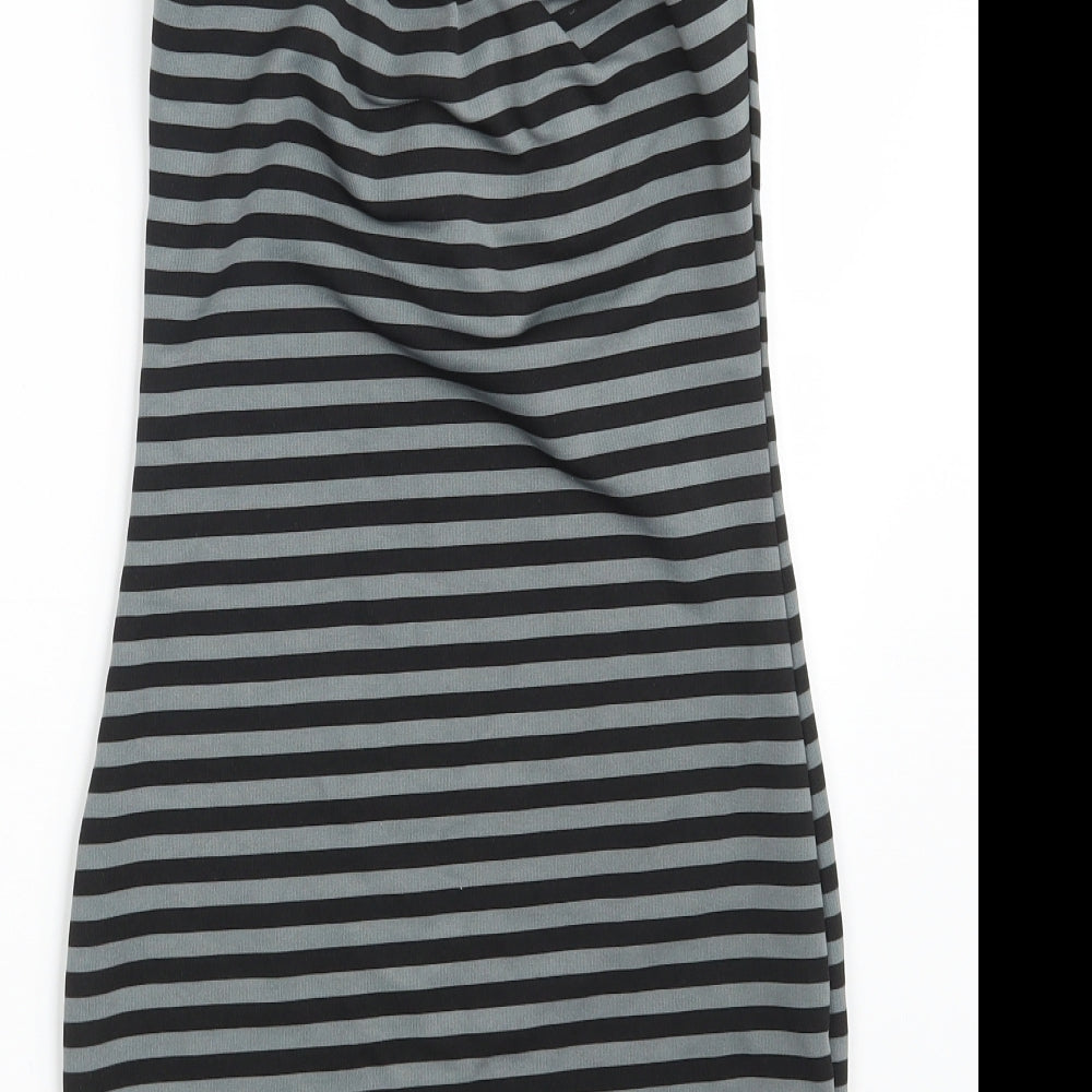 Boohoo Womens Grey Striped  Fit & Flare  Size 8