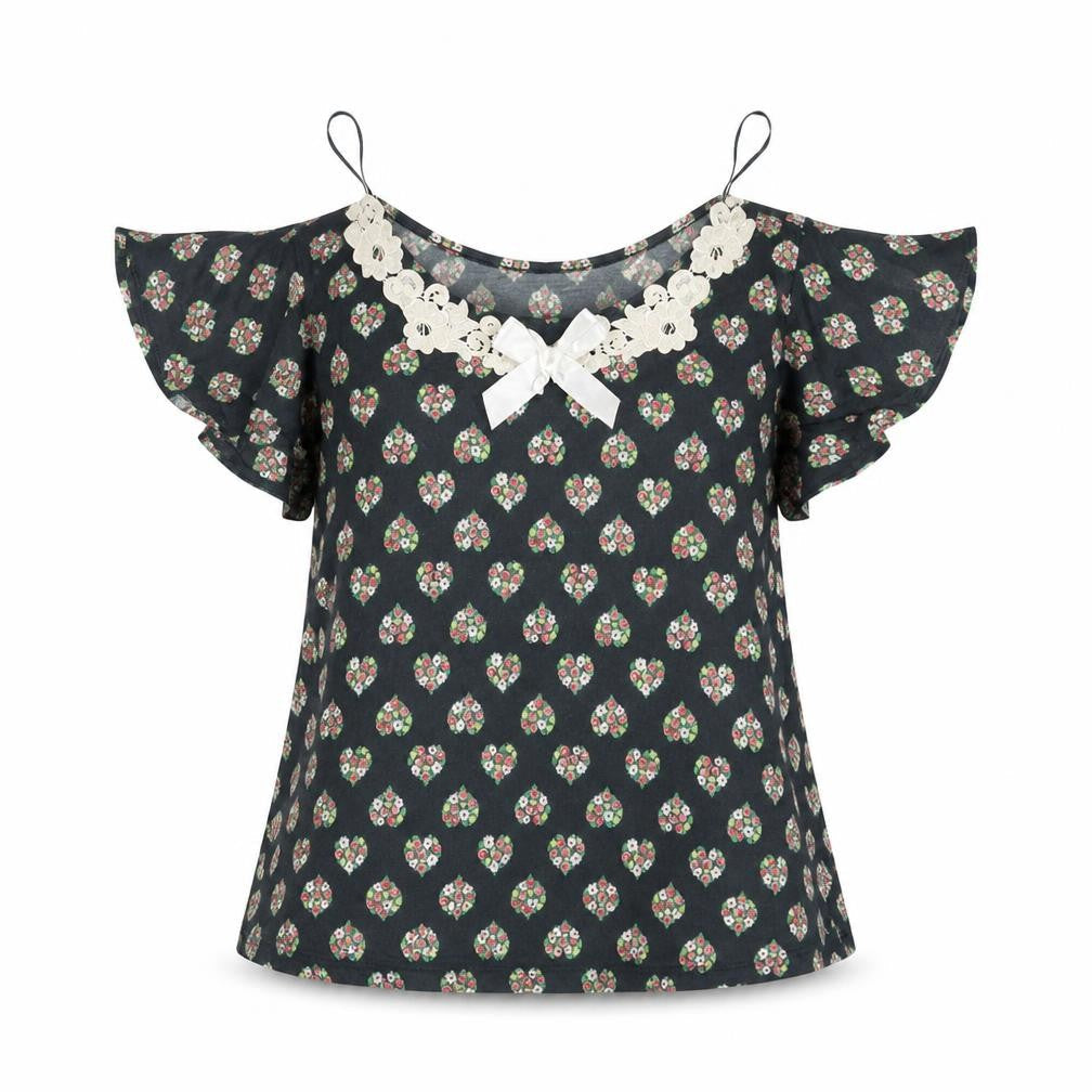 Be Beau Womens Green Floral  Basic T-Shirt Size 10