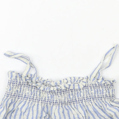 Next Girls Blue Striped  Basic Tank Size 12-18 Months
