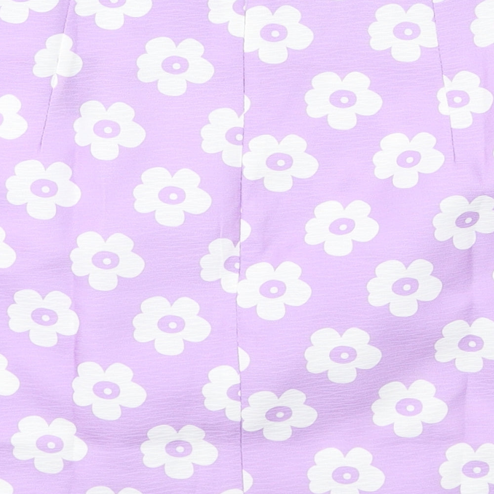SheIn Womens Purple Floral  A-Line Skirt Size S