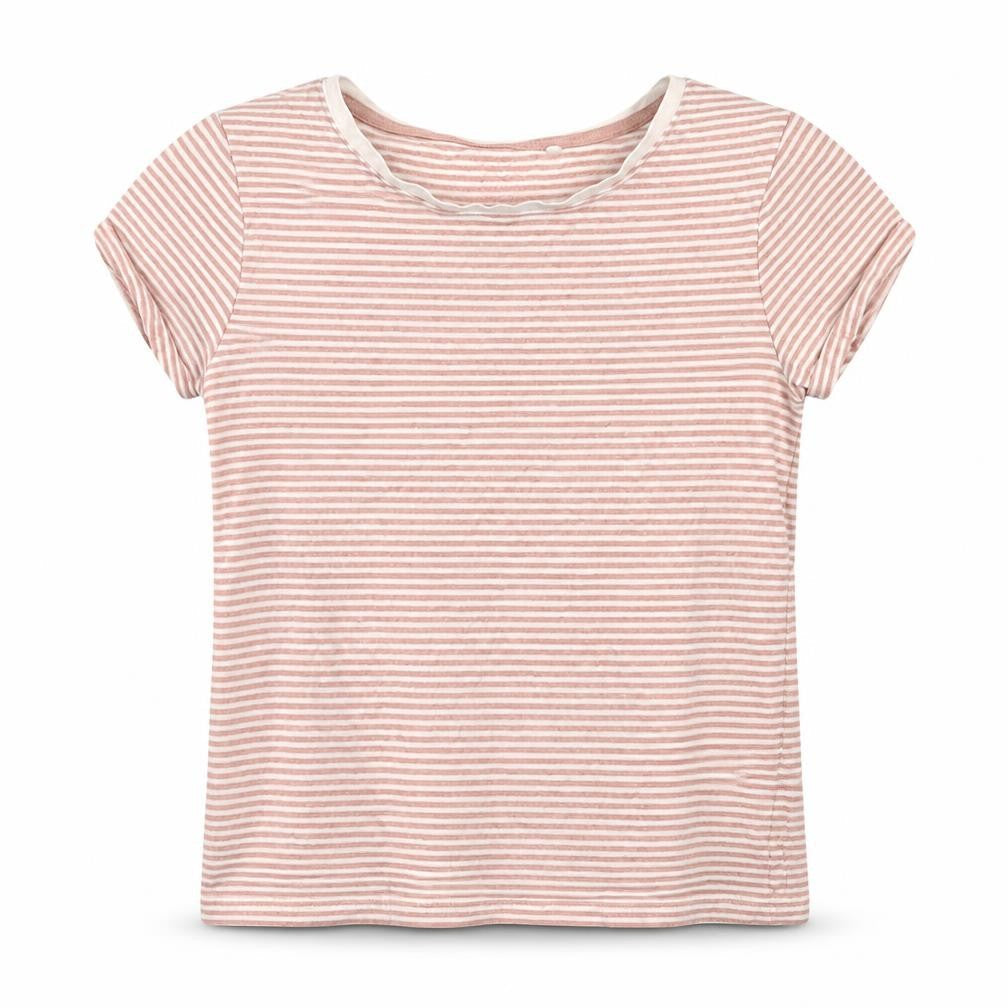 NEXT Girls Pink Striped Jersey Basic T-Shirt Size 9 Years