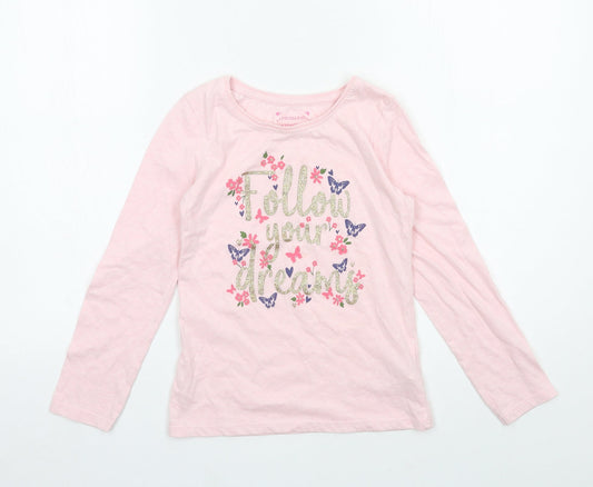 Primark Girls Pink  Jersey Basic T-Shirt Size 8-9 Years  - Follow yours Dreams