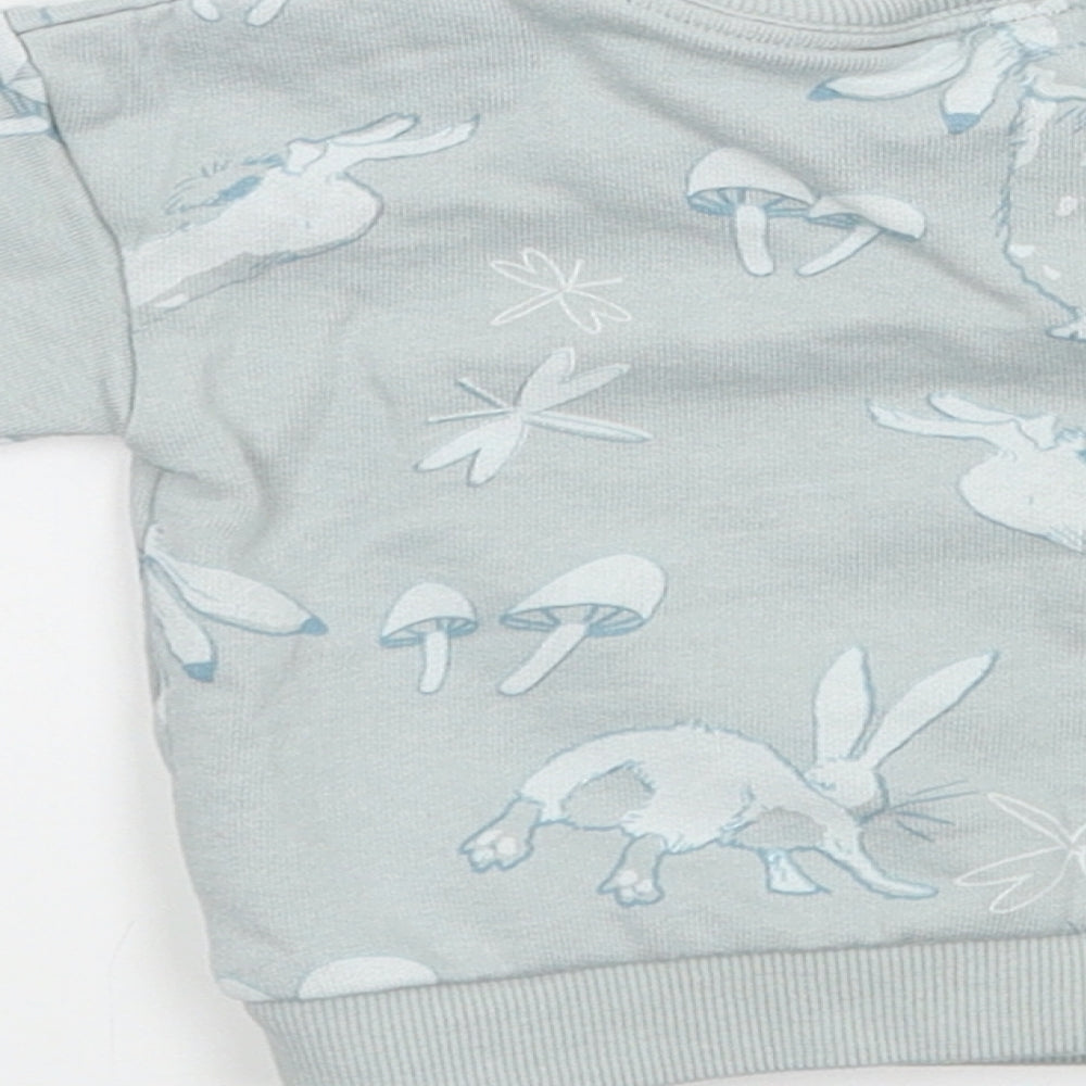 George Girls Blue Geometric Jersey Pullover Jumper Size 0-3 Months  - Rabbit