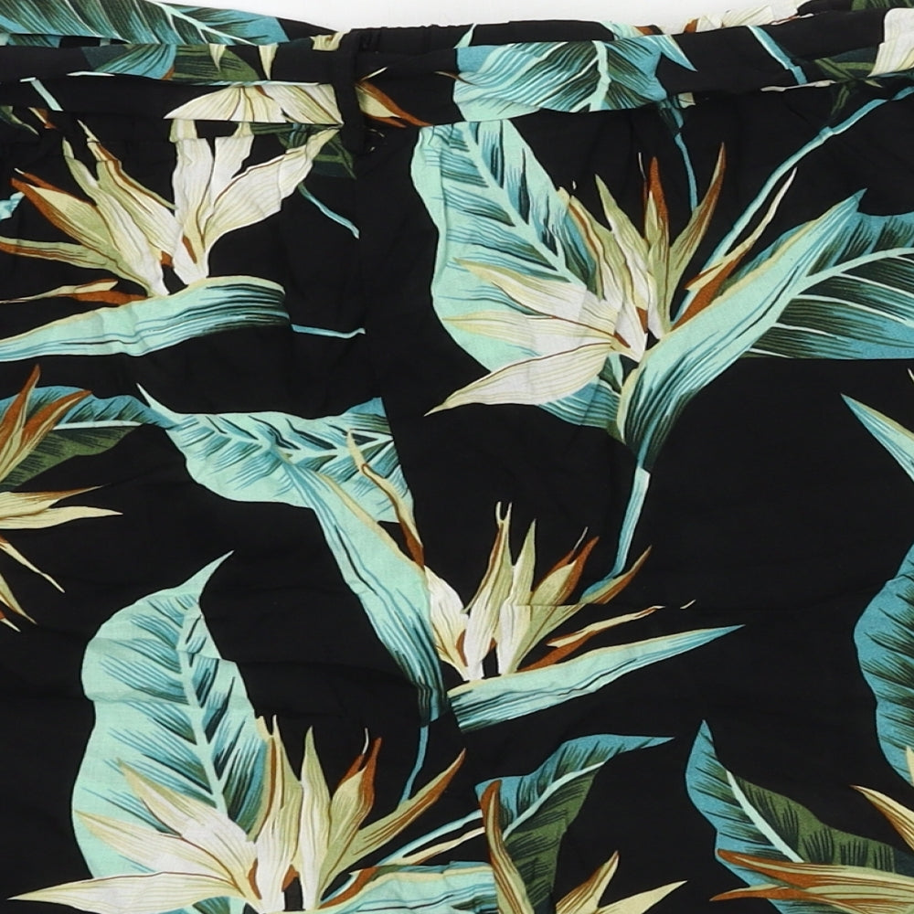 SheIn Womens Black Floral  Paperbag Shorts Size L