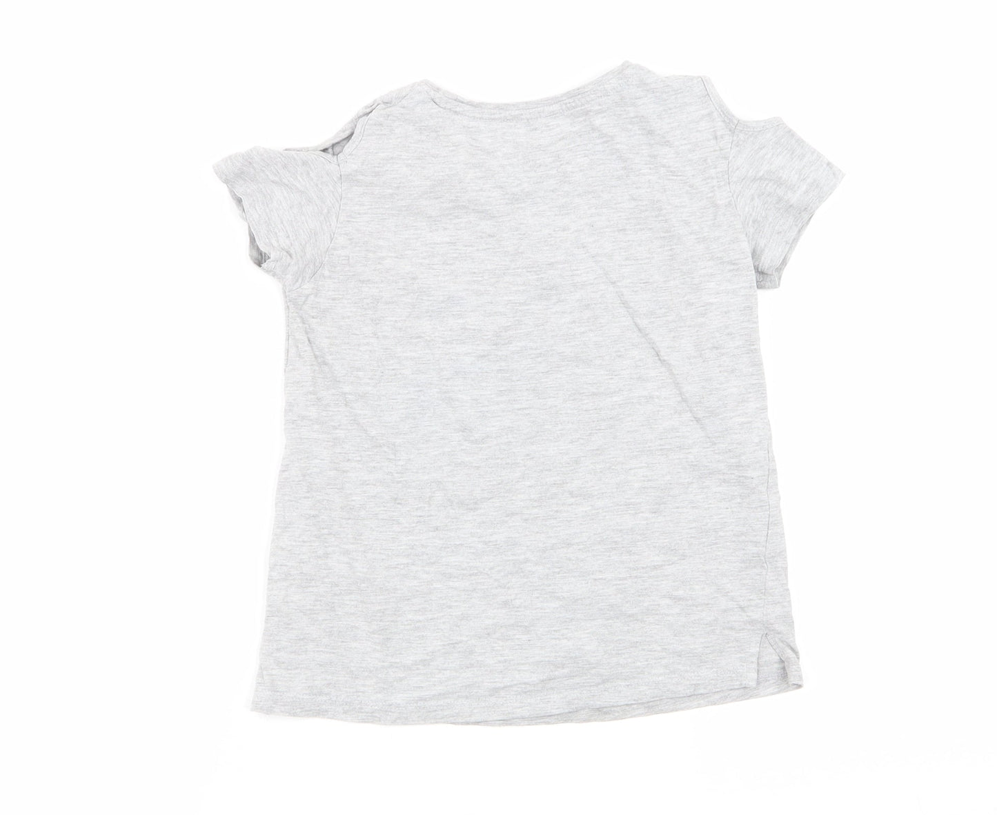 Preworn Girls Grey Animal Print  Basic T-Shirt Size 6 Years