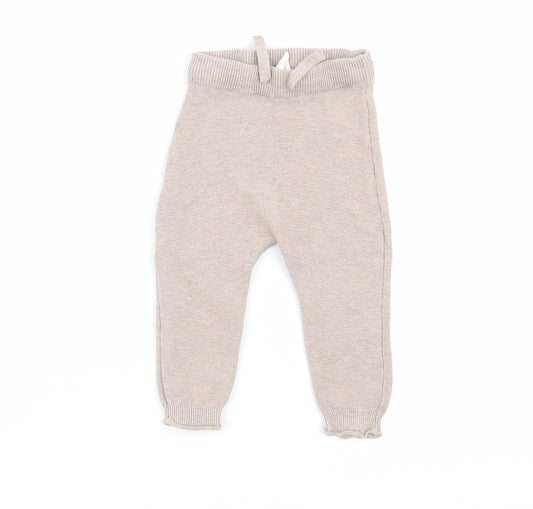 H&M Girls Beige   Jogger Trousers Size 9 Months