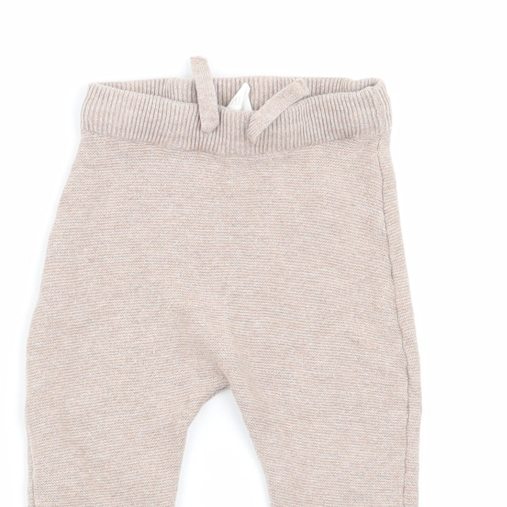 H&M Girls Beige   Jogger Trousers Size 9 Months