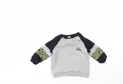 Preloved F&F Boys Grey   Pullover Jumper Size 3-6 Months - Front