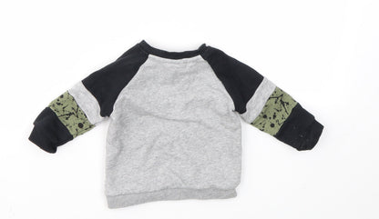 Preloved F&F Boys Grey   Pullover Jumper Size 3-6 Months - Back