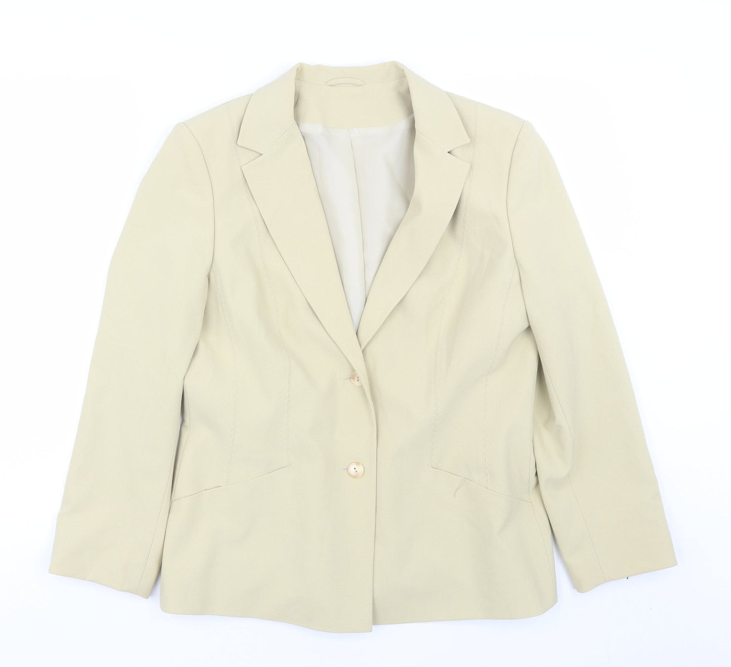 Preworn Womens Beige   Jacket Suit Size 14