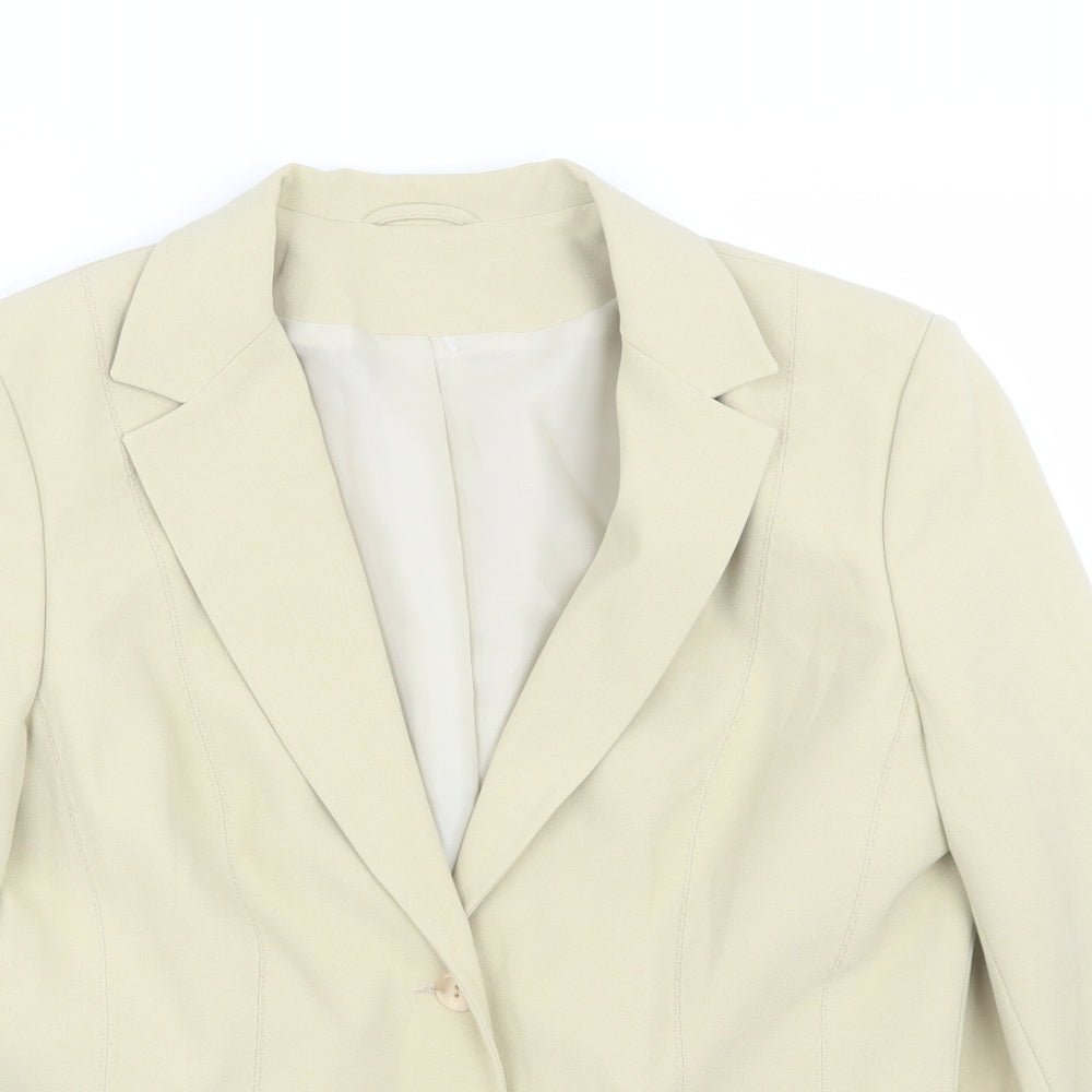 Preworn Womens Beige   Jacket Suit Size 14