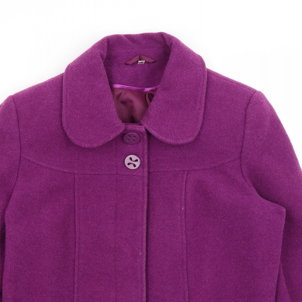 Klass Womens Purple   Overcoat Coat Size 14