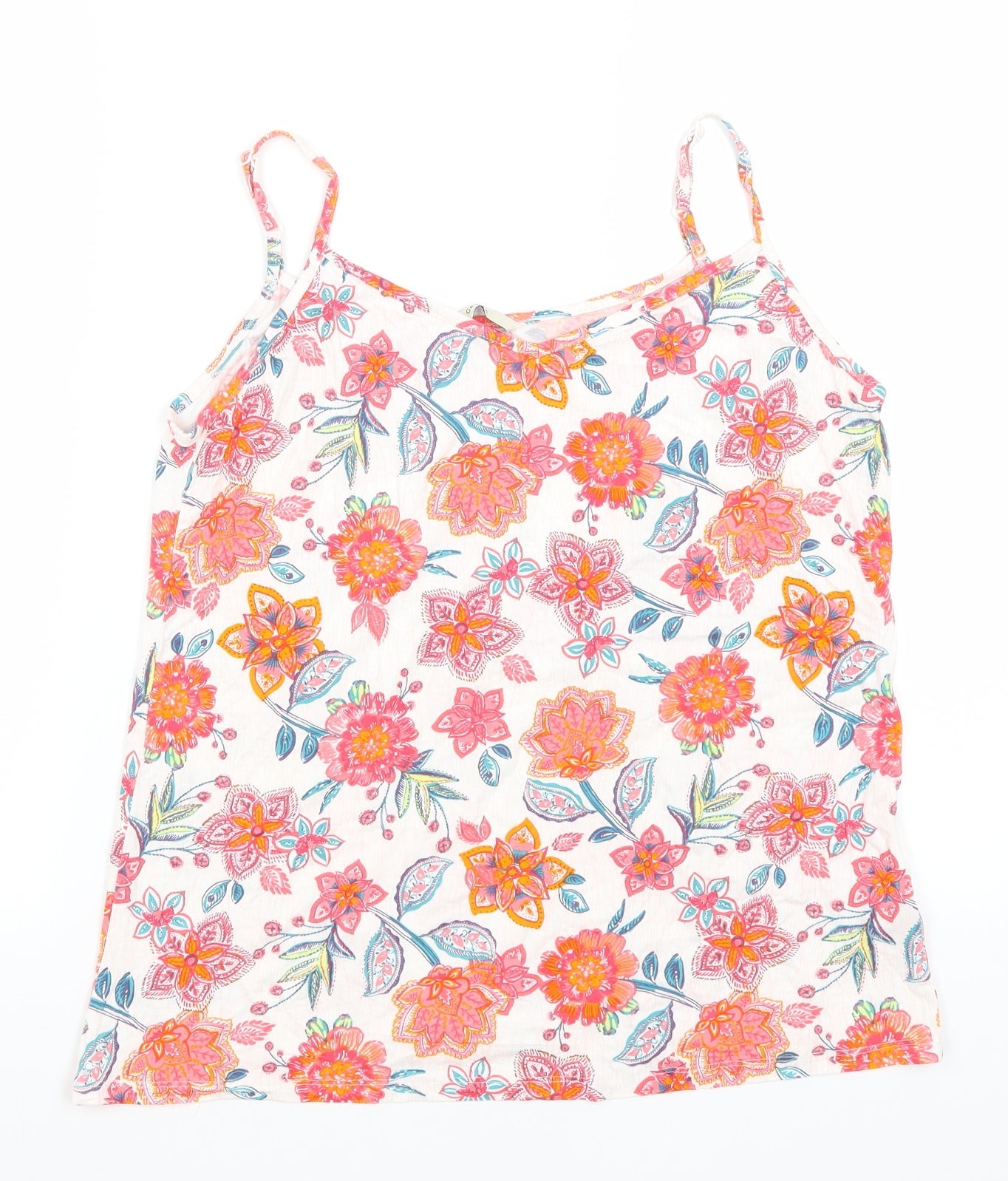 George Womens White Floral  Camisole Tank Size 12