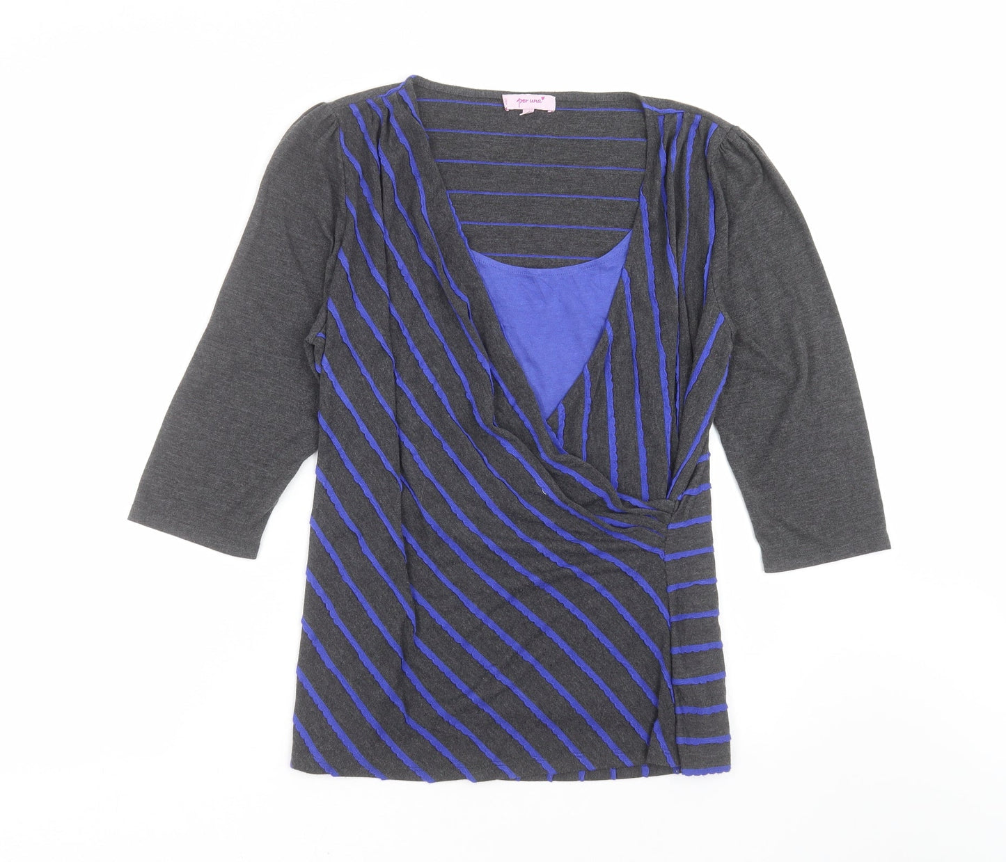 Marks and Spencer Womens Grey Striped  Basic Blouse Size 18