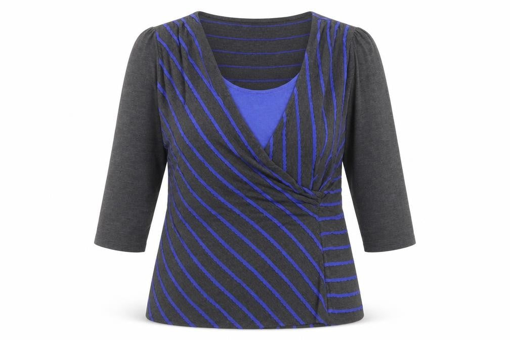 Marks & Spencer Womens Grey Striped  Basic Blouse Size 18