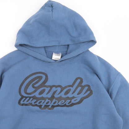Preloved Gildan Womens Blue   Pullover Hoodie Size M  - candy wrapper - Detail