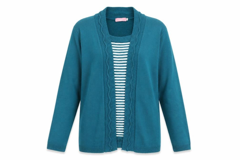 sarah hamilton Womens Green Striped Knit Pullover Jumper Size M