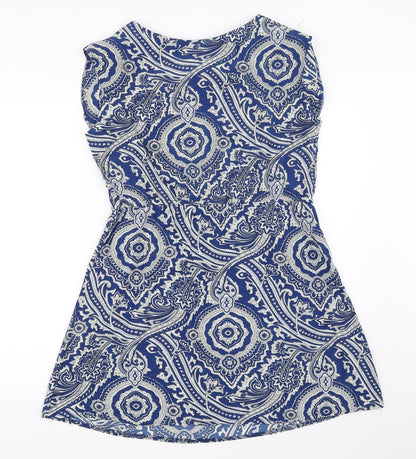 Rubee B Womens Blue Geometric  Fit & Flare  Size 8