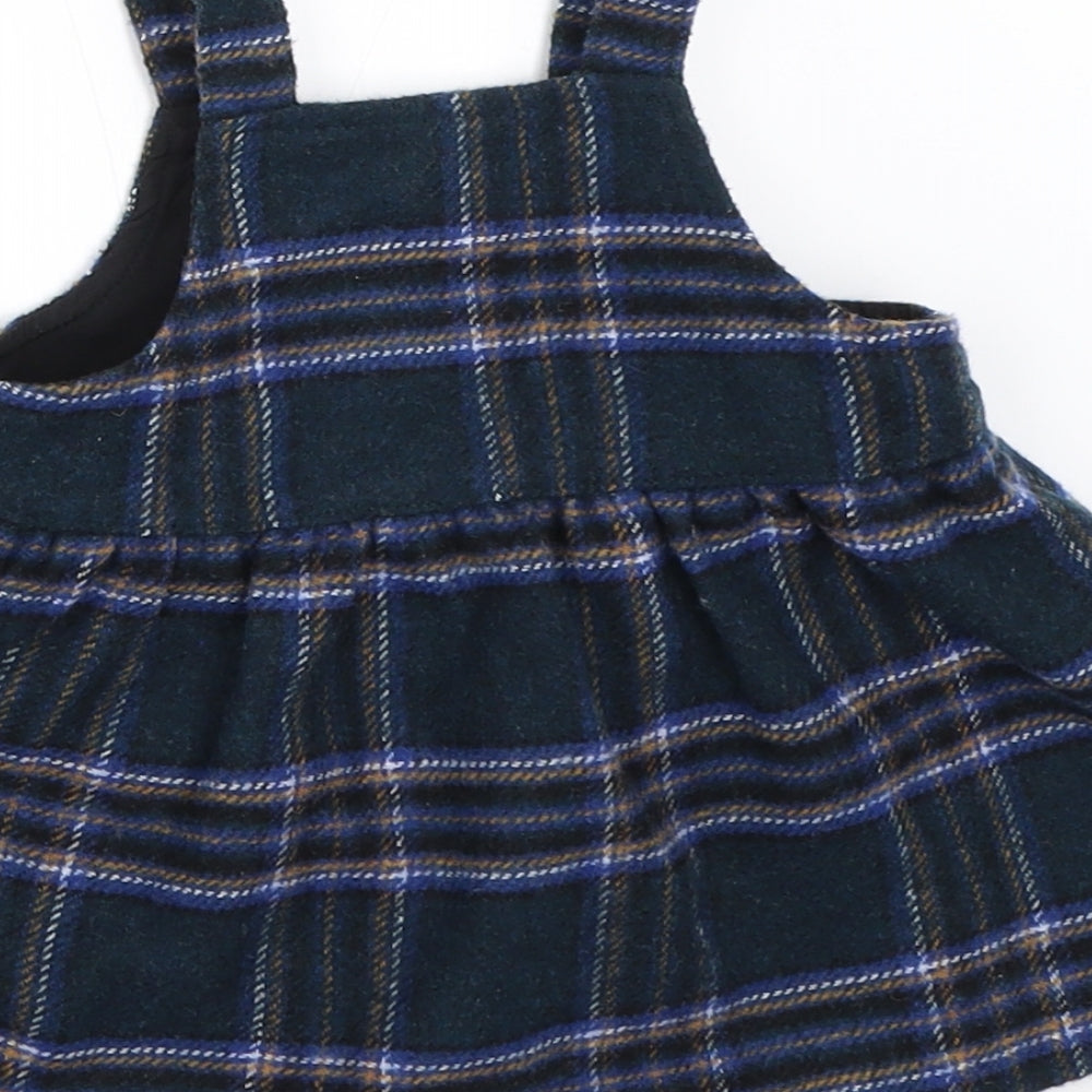 NEXT Girls Blue Check  Pinafore/Dungaree Dress  Size 3-6 Months