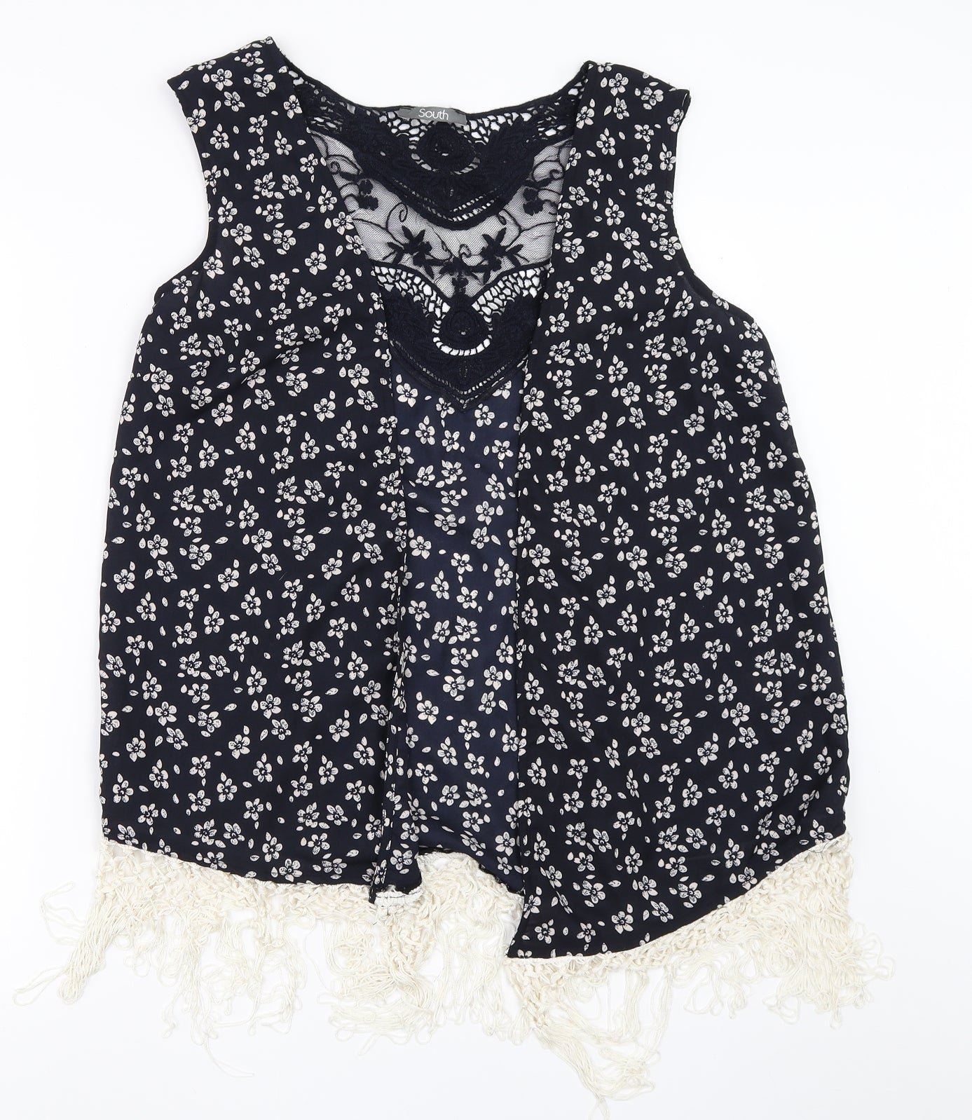 South Womens Blue Floral  Cardigan Jumper Size S