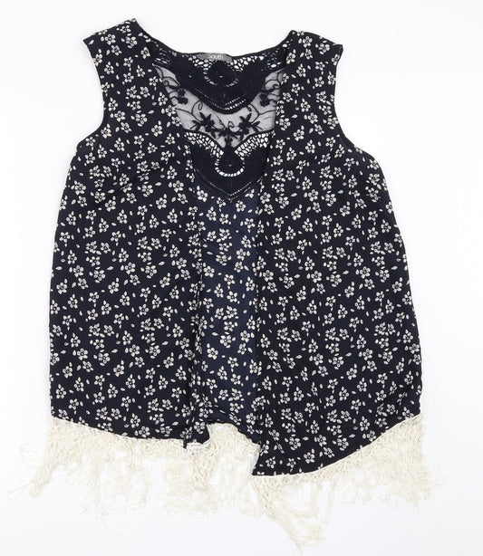 South Womens Blue Floral  Cardigan Jumper Size S