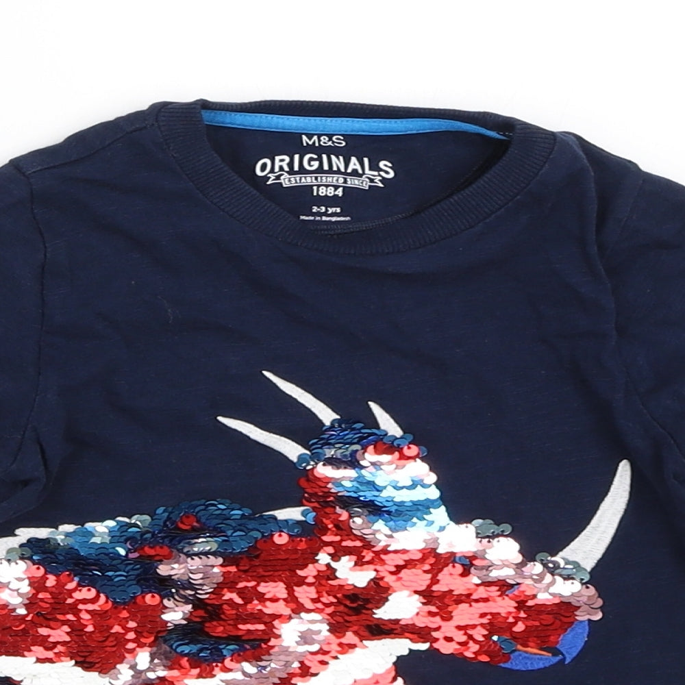 Marks and Spencer Boys Blue   Basic T-Shirt Size 2-3 Years
