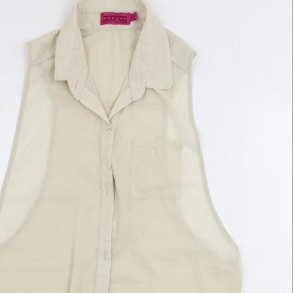 Boohoo  Womens Beige   Basic Button-Up Size 12