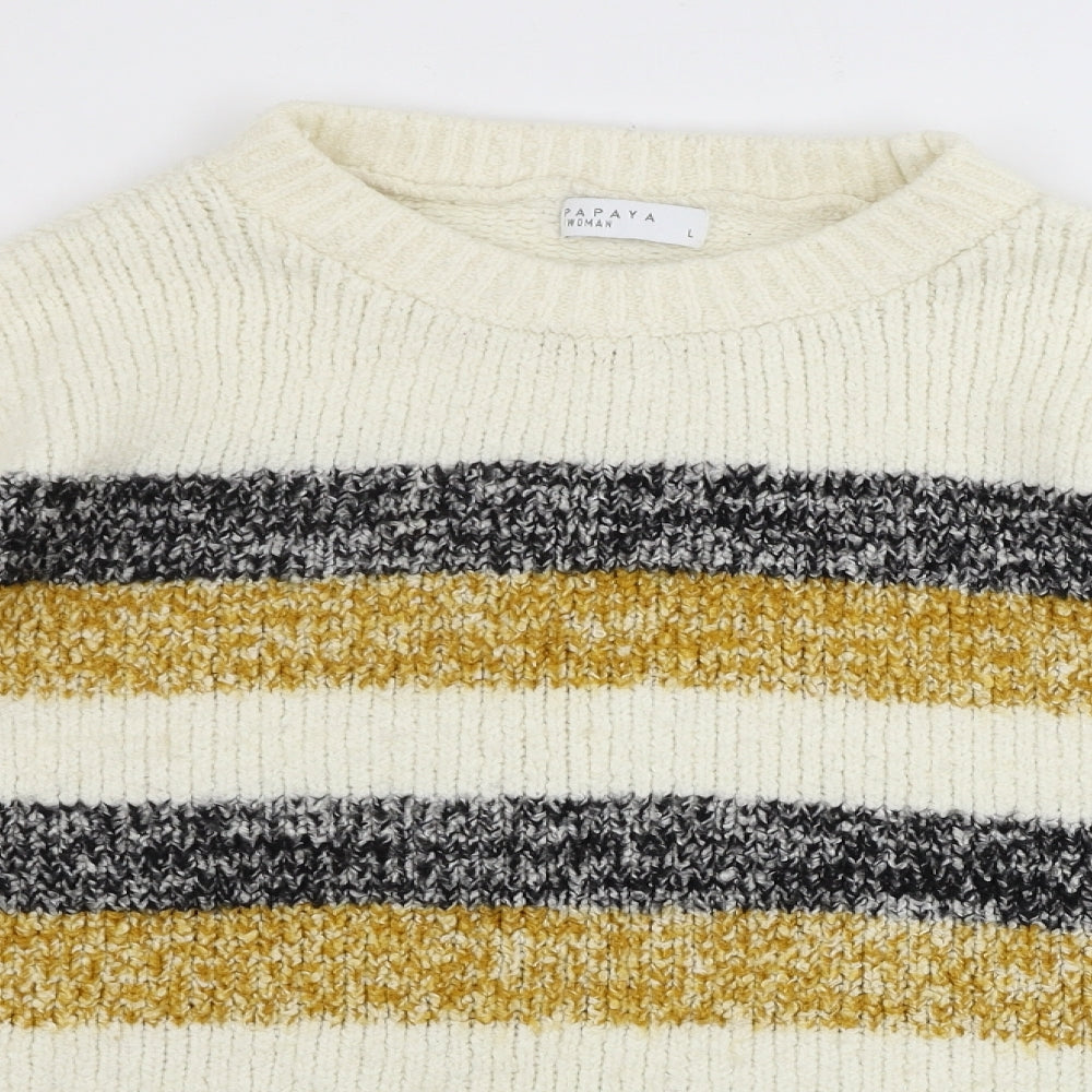 Matalan  Womens Beige Striped  Pullover Jumper Size L