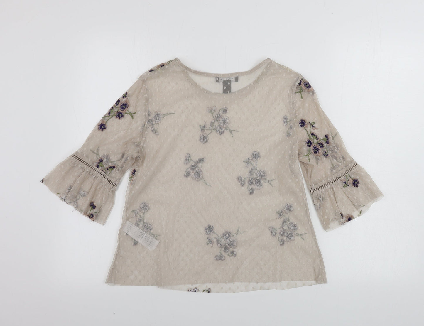 New Look  Womens Beige Floral  Basic T-Shirt Size 8