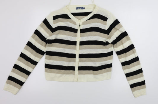 EVIE        Womens Beige Striped  Cardigan Jumper Size 12