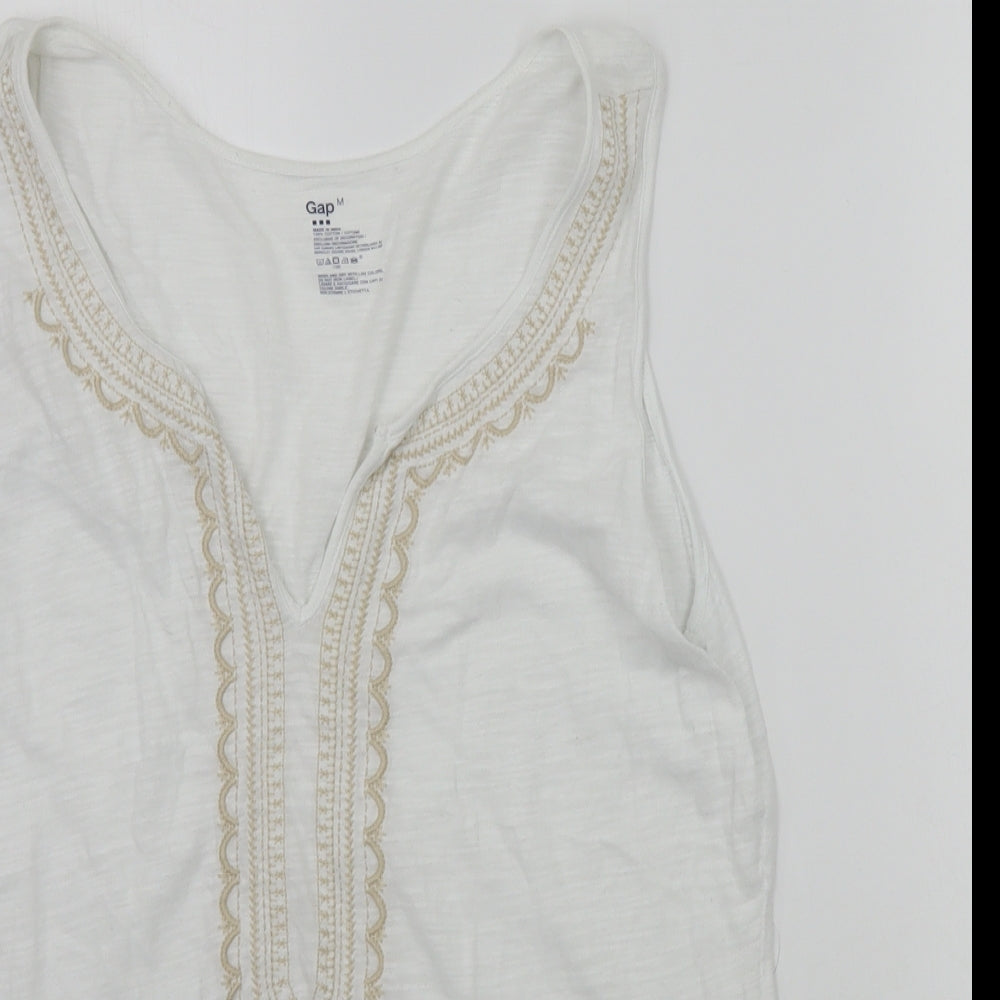 Gap Womens White Geometric  Basic Tank Size M