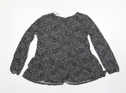 Preloved Peacocks Womens Black Polka Dot  Basic T-Shirt Size 14 - Back
