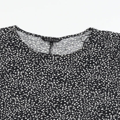Preloved Peacocks Womens Black Polka Dot  Basic T-Shirt Size 14 - Detail