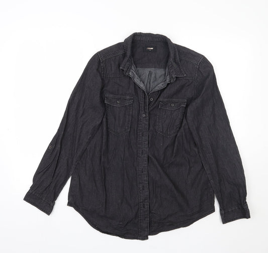 /denim Womens Black   Basic Button-Up Size 12