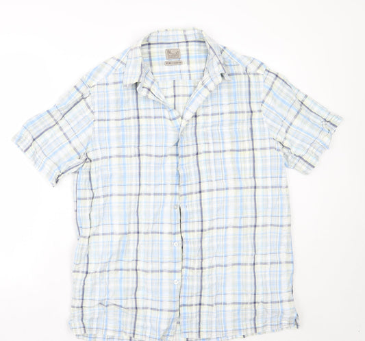 BHS Mens Blue Check   Button-Up Size M