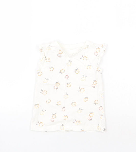 George Girls Ivory Geometric  Basic T-Shirt Size 3-4 Years