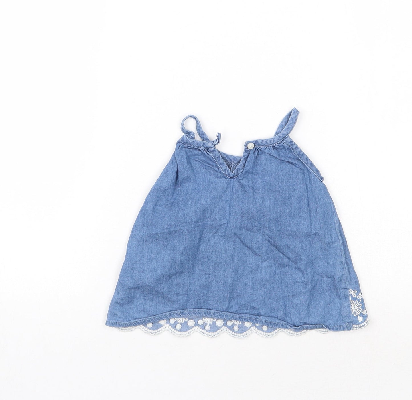 Matalan Girls Blue Floral  Basic Tank Size 18-24 Months