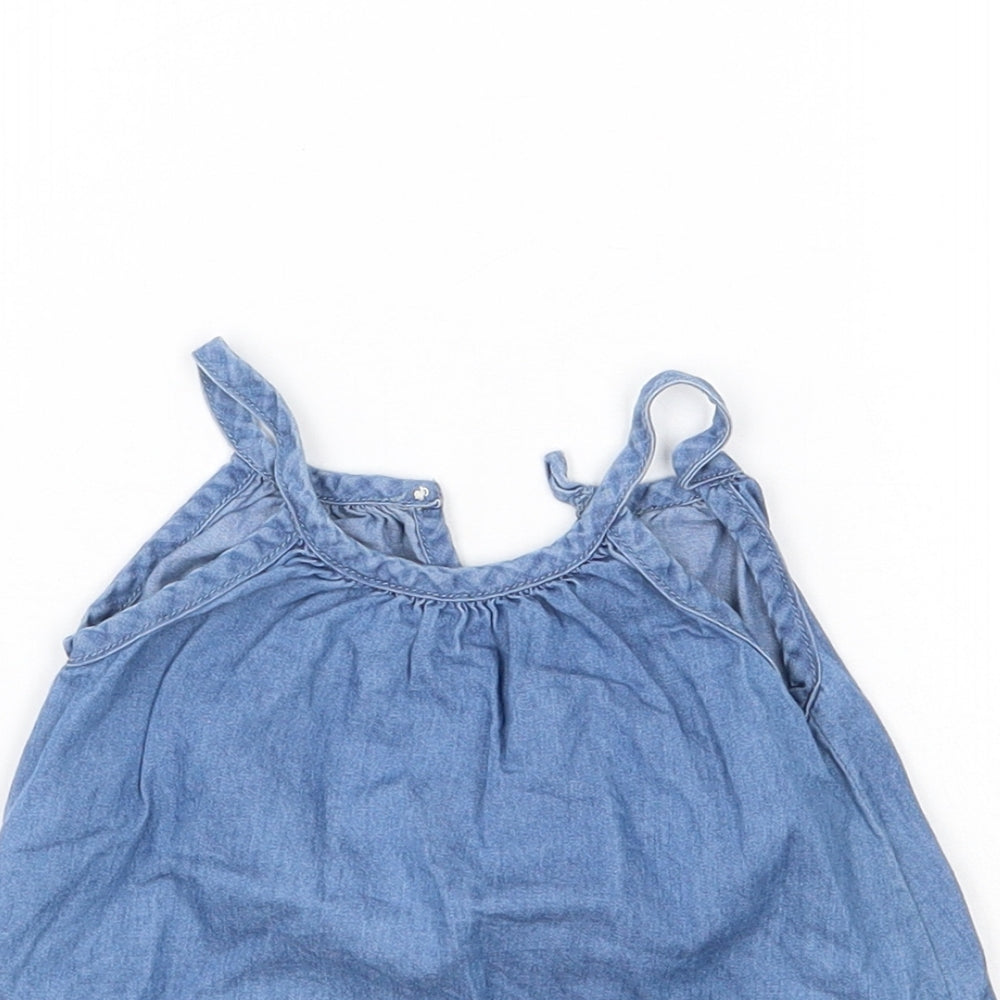 Matalan Girls Blue Floral  Basic Tank Size 18-24 Months