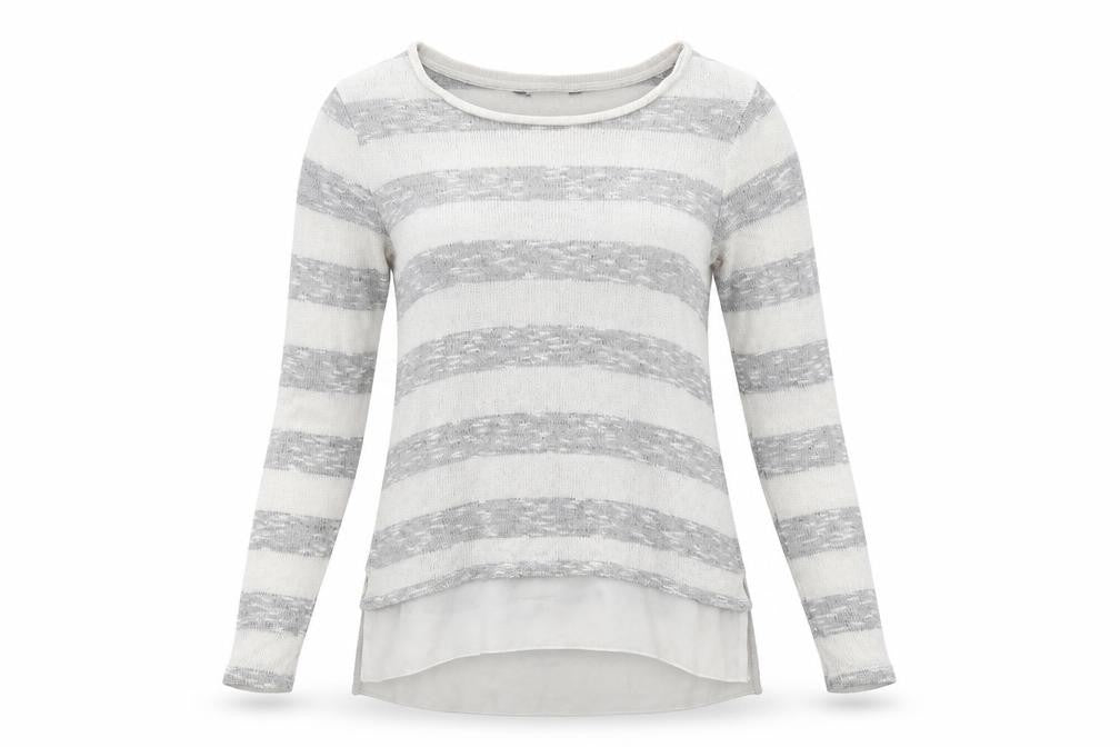 Peacocks Womens Grey Striped  Pullover Sweatshirt Size 10