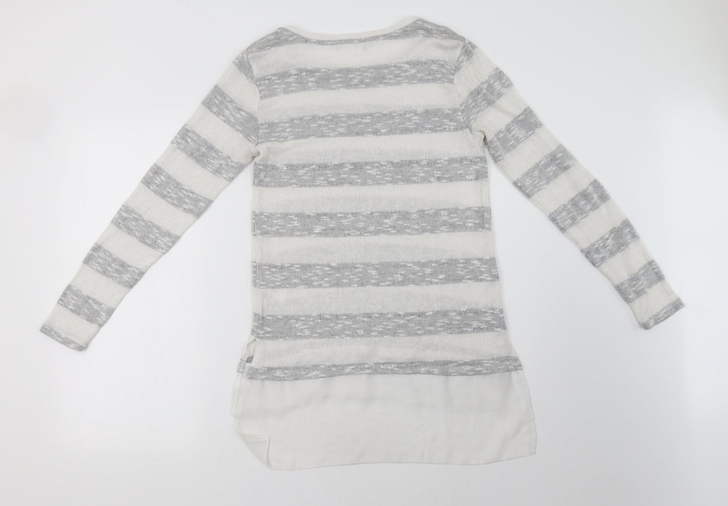 Peacocks Womens Grey Striped  Pullover Sweatshirt Size 10