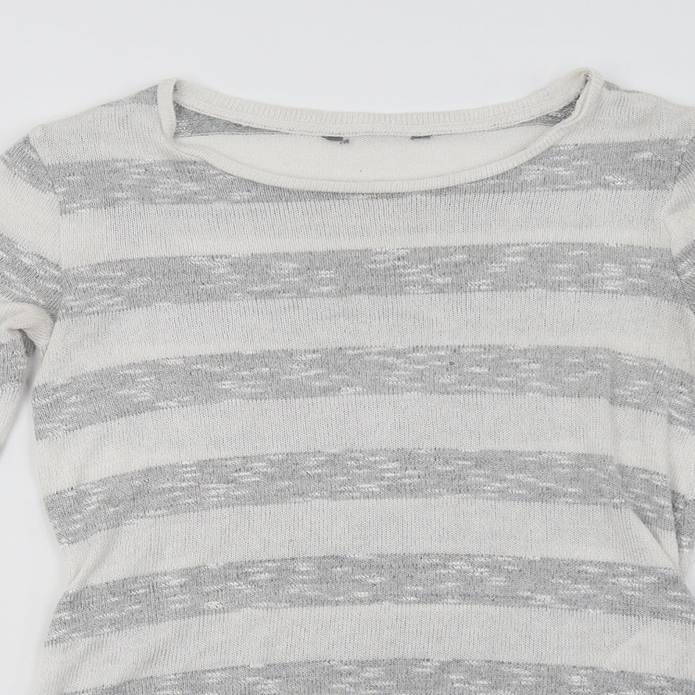 Peacocks Womens Grey Striped  Pullover Sweatshirt Size 10