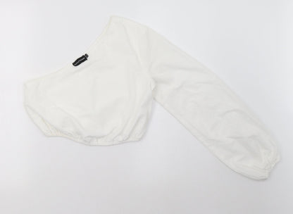 PRETTYLITTLETHING Womens White   Cropped Blouse Size 8