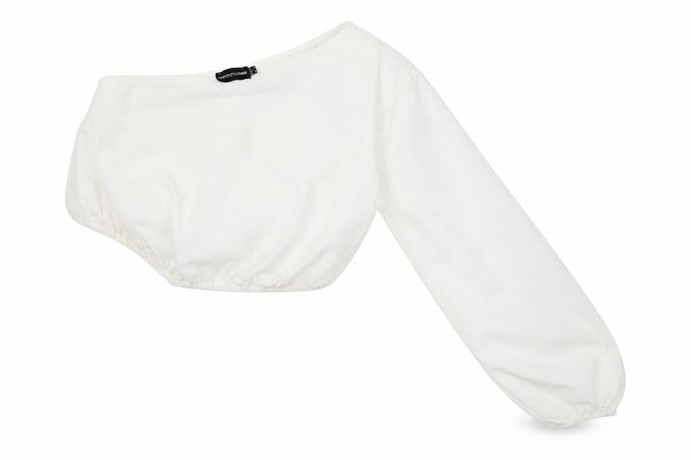PRETTYLITTLETHING Womens White   Cropped Blouse Size 8