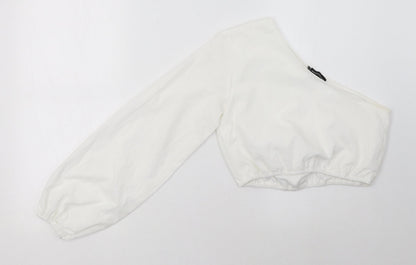PRETTYLITTLETHING Womens White   Cropped Blouse Size 8