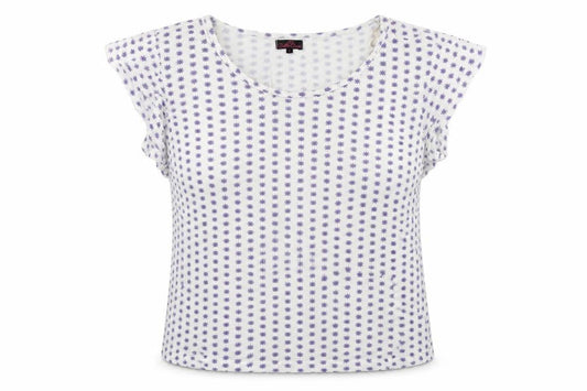 bella beau Womens White Polka Dot  Basic T-Shirt Size L