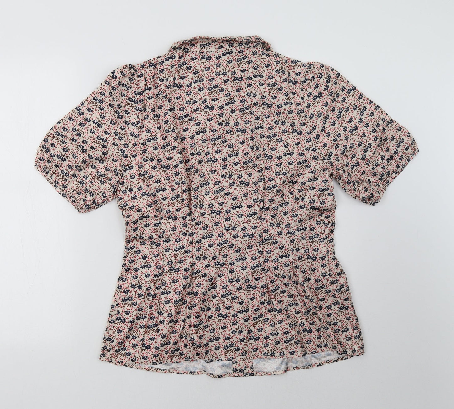 Allegra K Womens Red Floral  Basic Button-Up Size M
