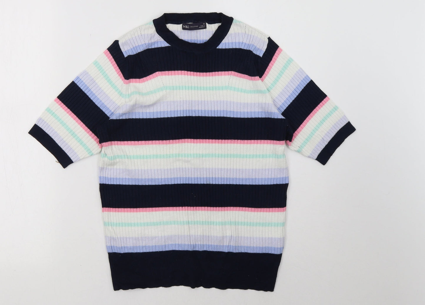 Marks and Spencer Womens Multicoloured Striped  Pullover Sweatshirt Size 12