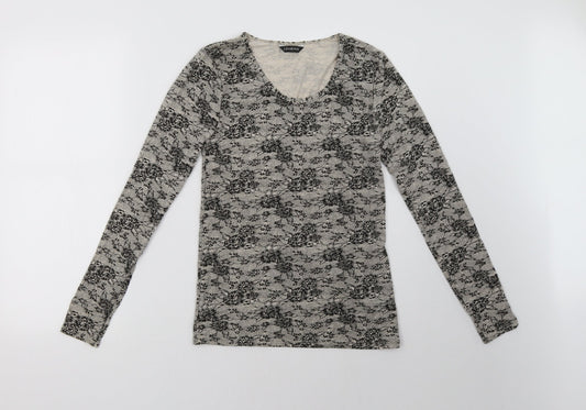 Charnos Womens Beige Geometric  Pullover Sweatshirt Size M