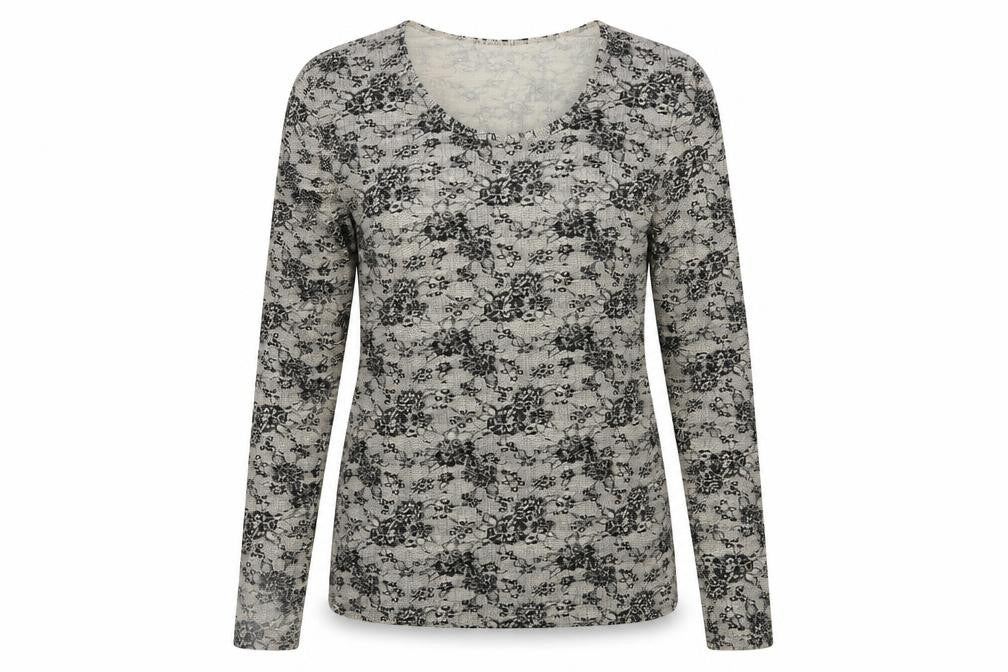 Charnos Womens Beige Geometric  Pullover Sweatshirt Size M